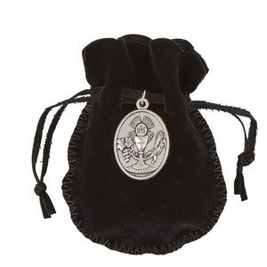 Bundle of 8 black velveteen First Communion string pouch for Rosaries or treats